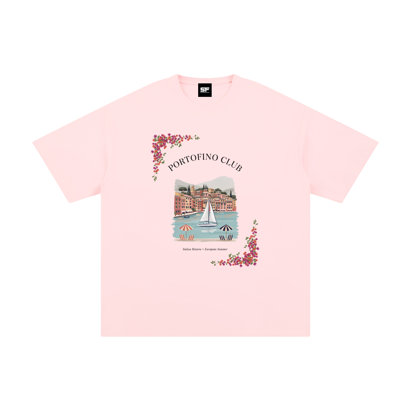 Portofino Club Coastal Cotton T-Shirt – Italian Riviera Vintage Travel Graphic Tee