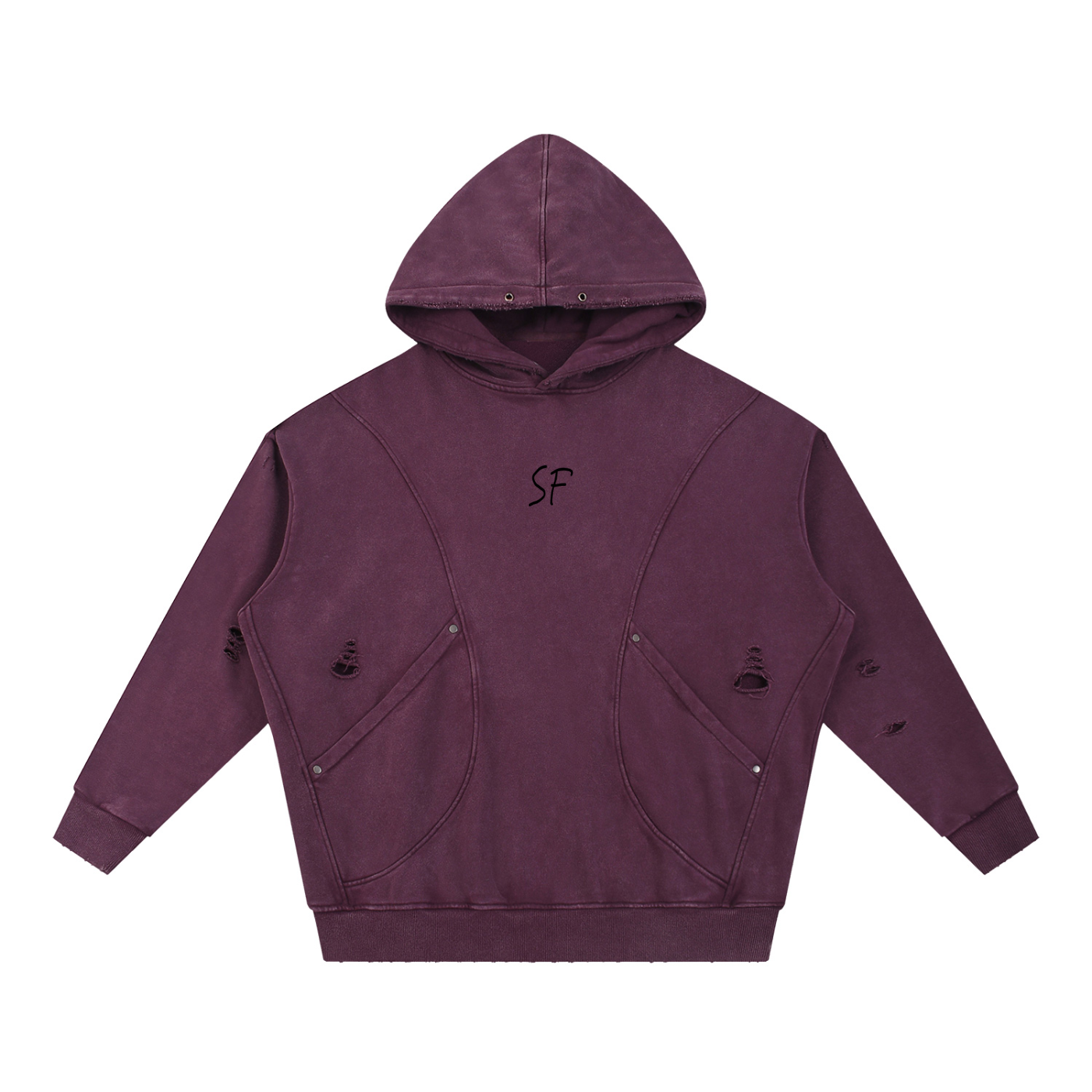 STONFOLK Heavyweight Distressed Panel Hoodie