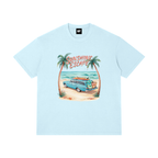 Sunshine Escape Vintage Beach Cotton T-Shirt – Retro Summer Vacation Graphic Tee