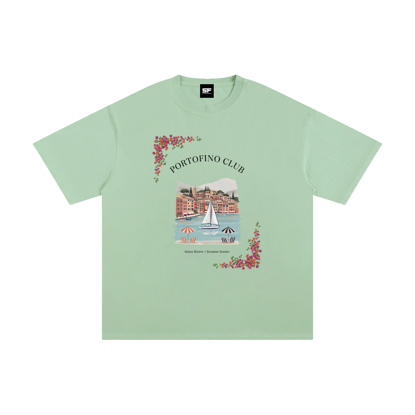 Portofino Club Coastal Cotton T-Shirt – Italian Riviera Vintage Travel Graphic Tee
