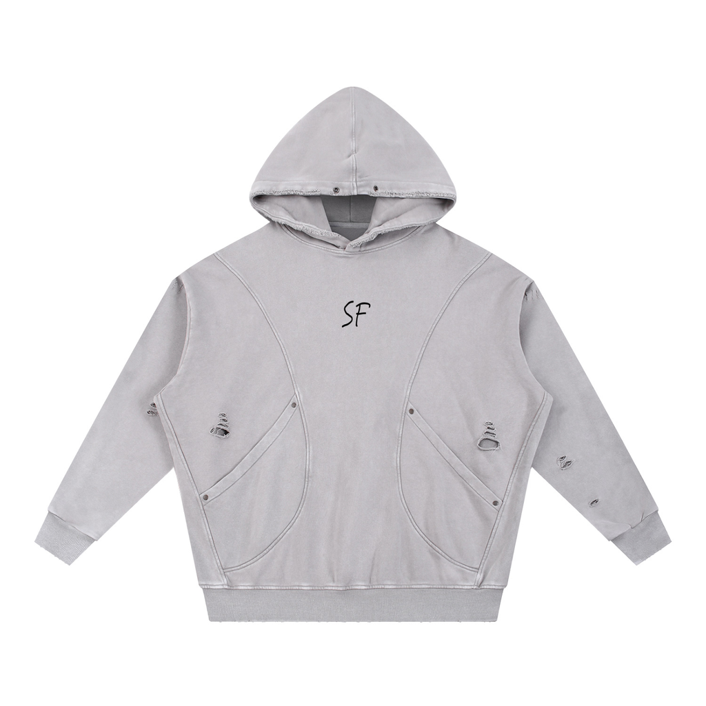 STONFOLK Heavyweight Distressed Panel Hoodie