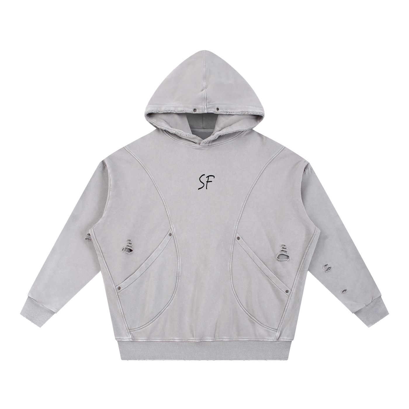 STONFOLK Heavyweight Distressed Panel Hoodie