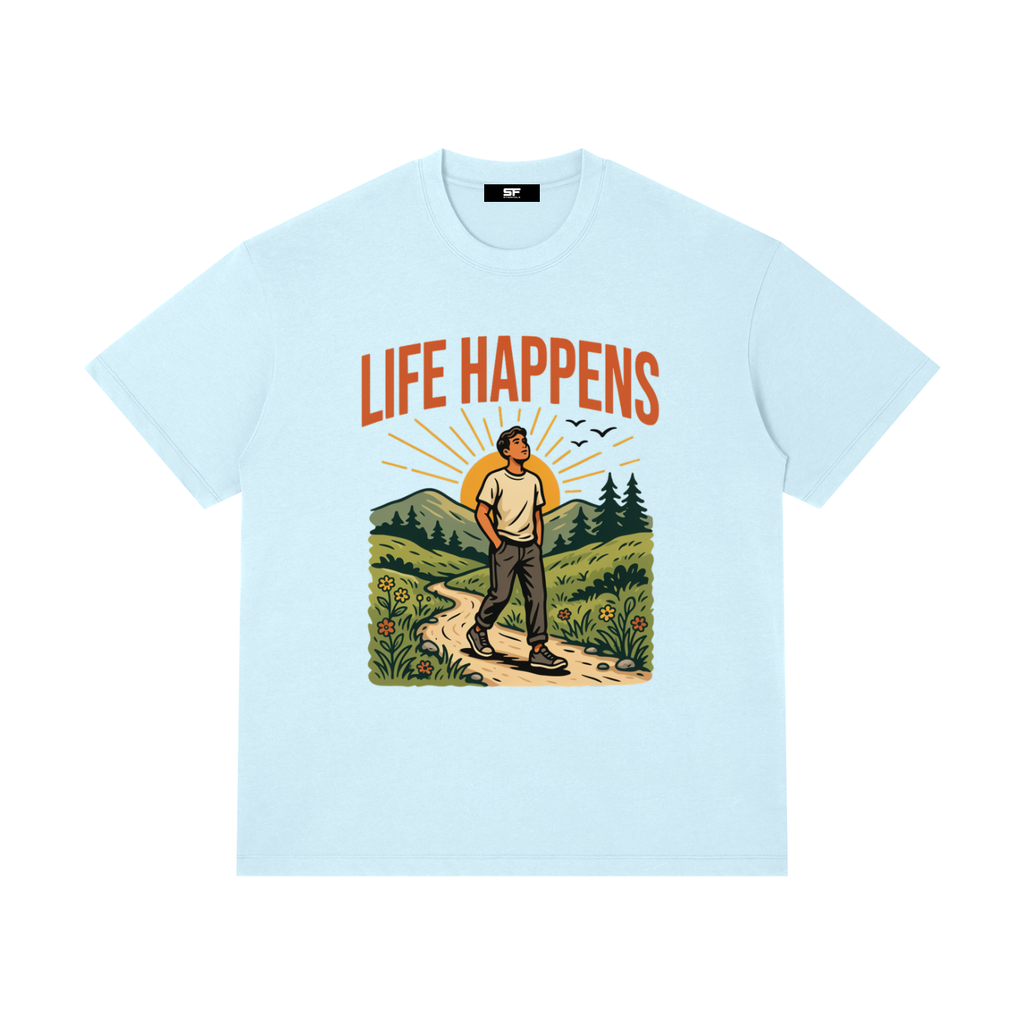 Life Happens Adventure Hiking Unisex T-Shirt, Mountain Nature Graphic Tee, Outdoor Lifestyle Shirt