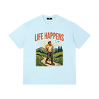 Life Happens Adventure Hiking Unisex T-Shirt, Mountain Nature Graphic Tee, Outdoor Lifestyle Shirt