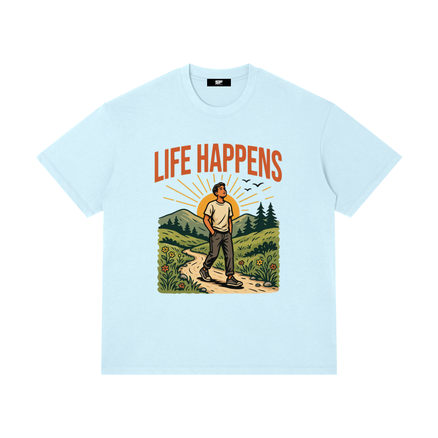 Life Happens Adventure Hiking Unisex T-Shirt, Mountain Nature Graphic Tee, Outdoor Lifestyle Shirt