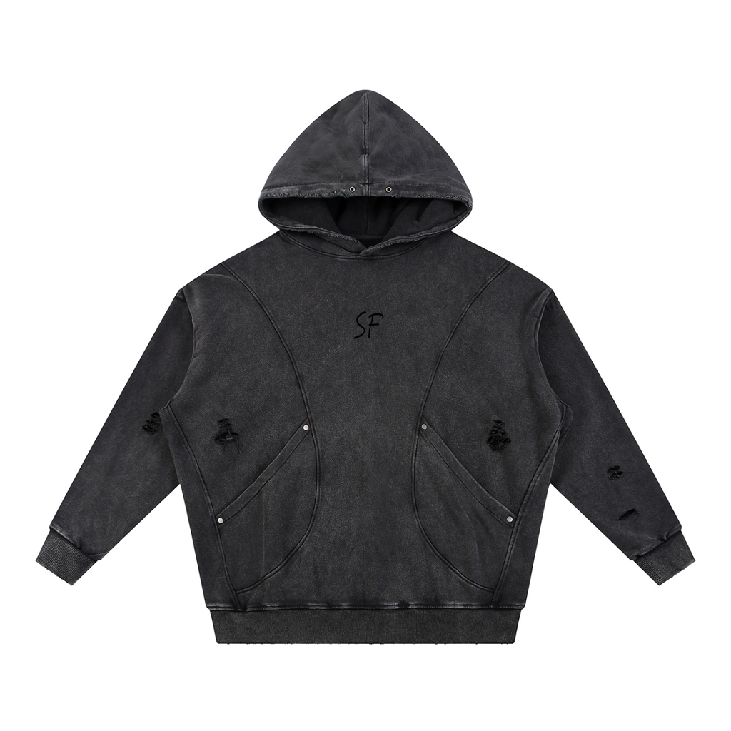 STONFOLK Heavyweight Distressed Panel Hoodie