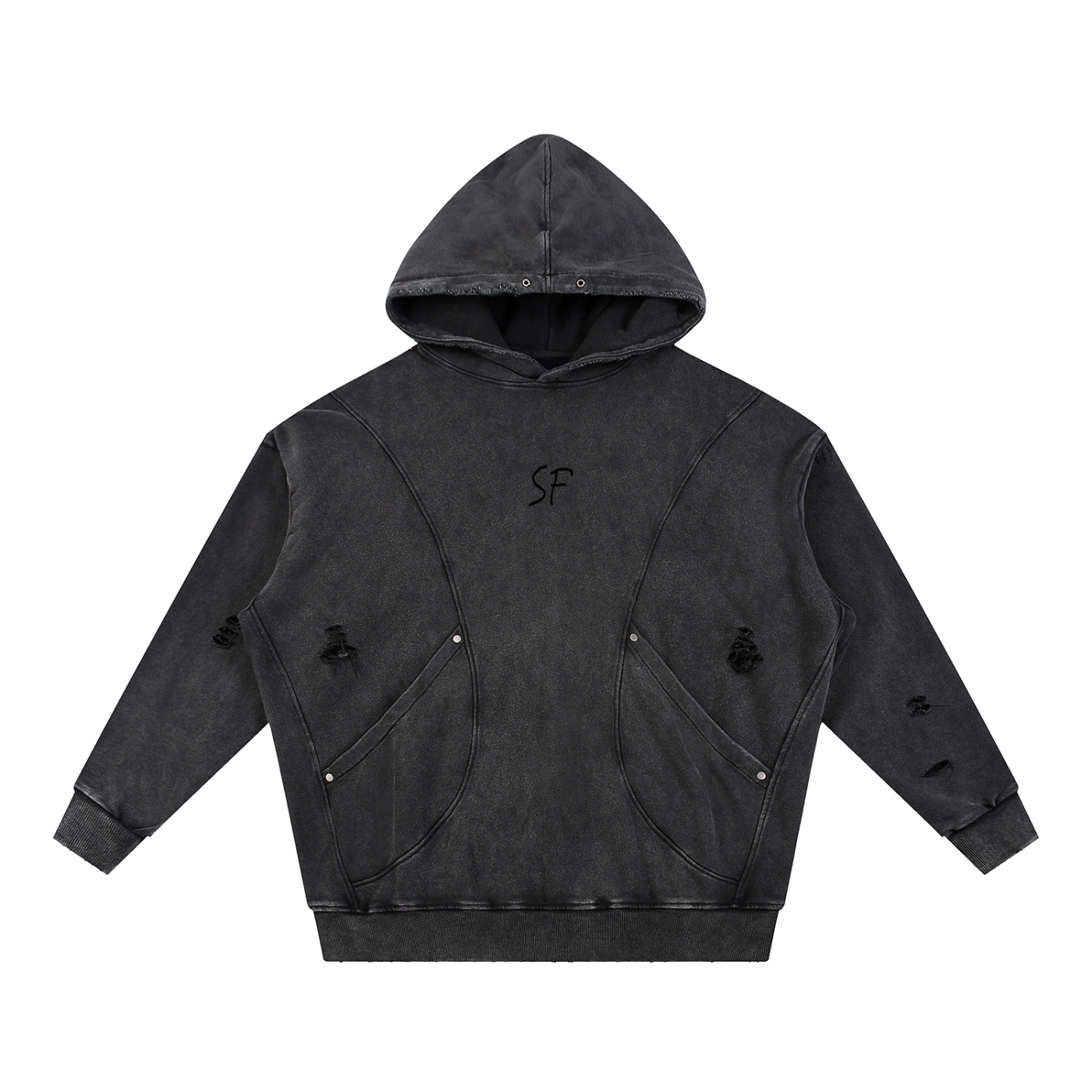 STONFOLK Heavyweight Distressed Panel Hoodie