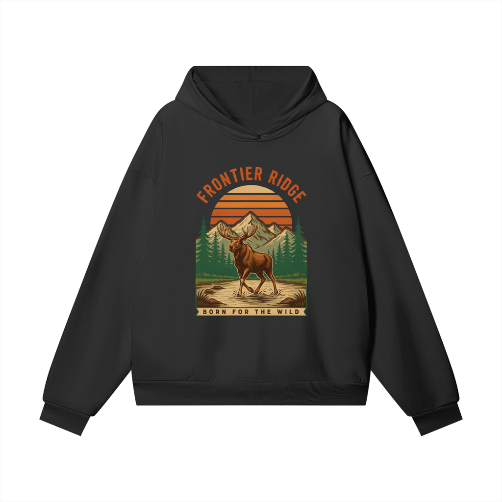 Frontier Ridge Hoodie – Vintage Moose Adventure Unisex Hoodie