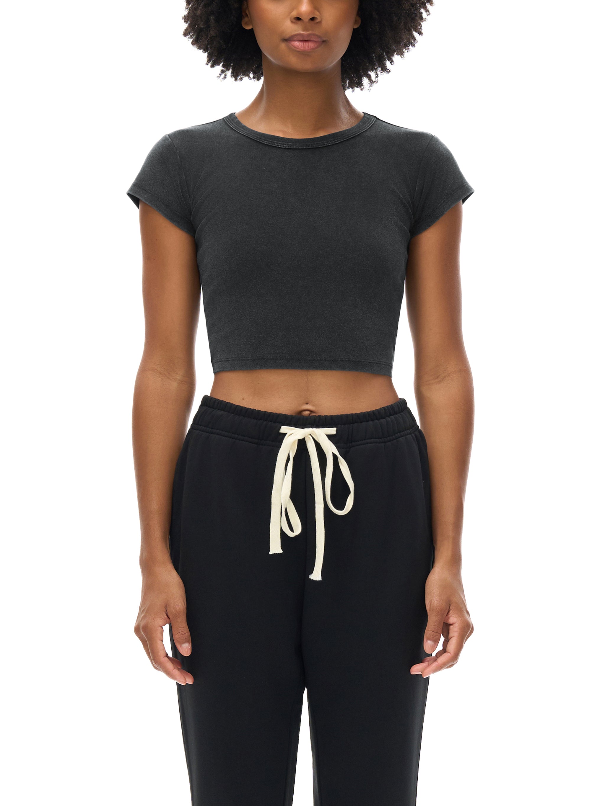 Boho Llama Snow Washed Women's Crop Top – Cute Floral Alpaca Graphic Tee