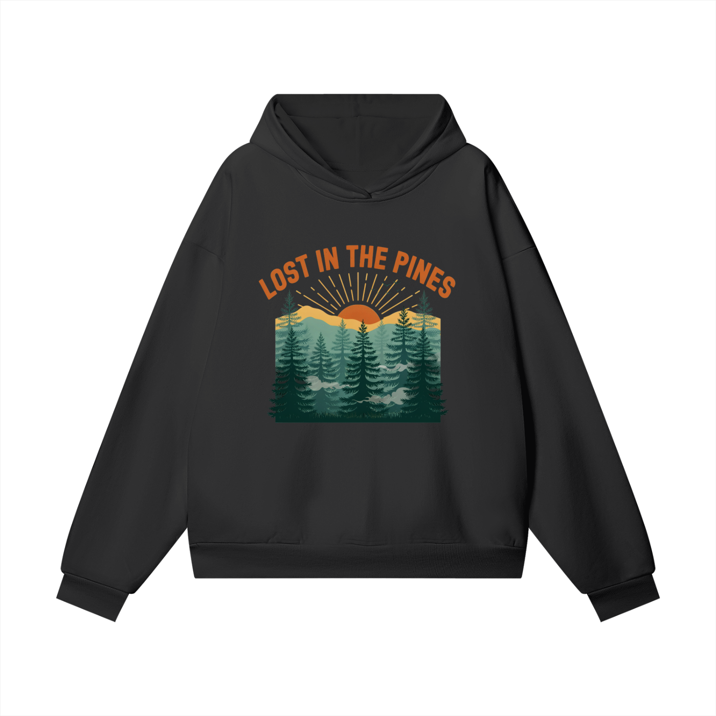 Lost In The Pines Heavyweight Hoodie – Vintage Forest Adventure Unisex Hoodie