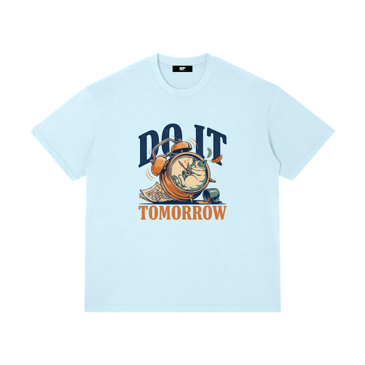 Do It Tomorrow Funny Procrastination Cat Unisex T-Shirt, Introvert Humor Tee, Lazy Day Graphic Shirt