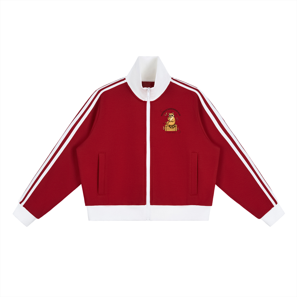 Mentally Somewhere Else Women's Cropped Track Jacket – Vintage Sport Zip-Up Jacket