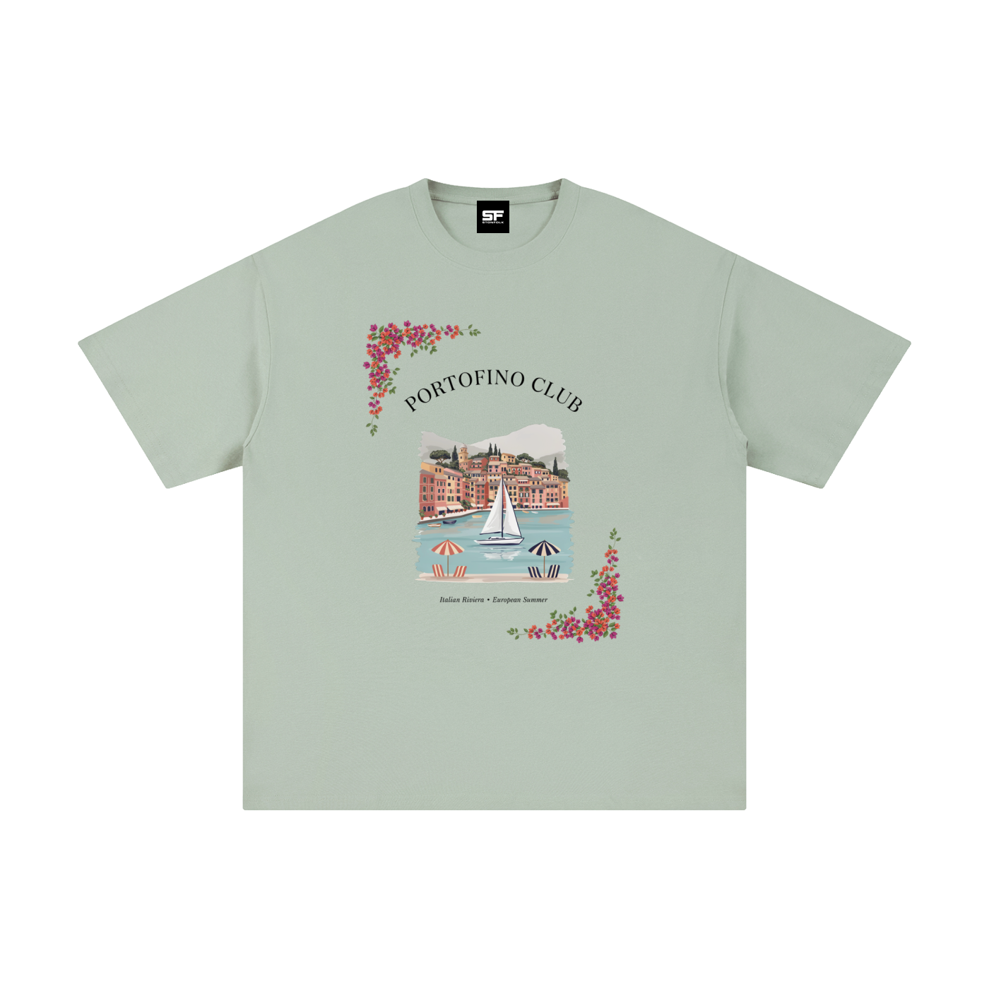 Portofino Club Coastal Cotton T-Shirt – Italian Riviera Vintage Travel Graphic Tee