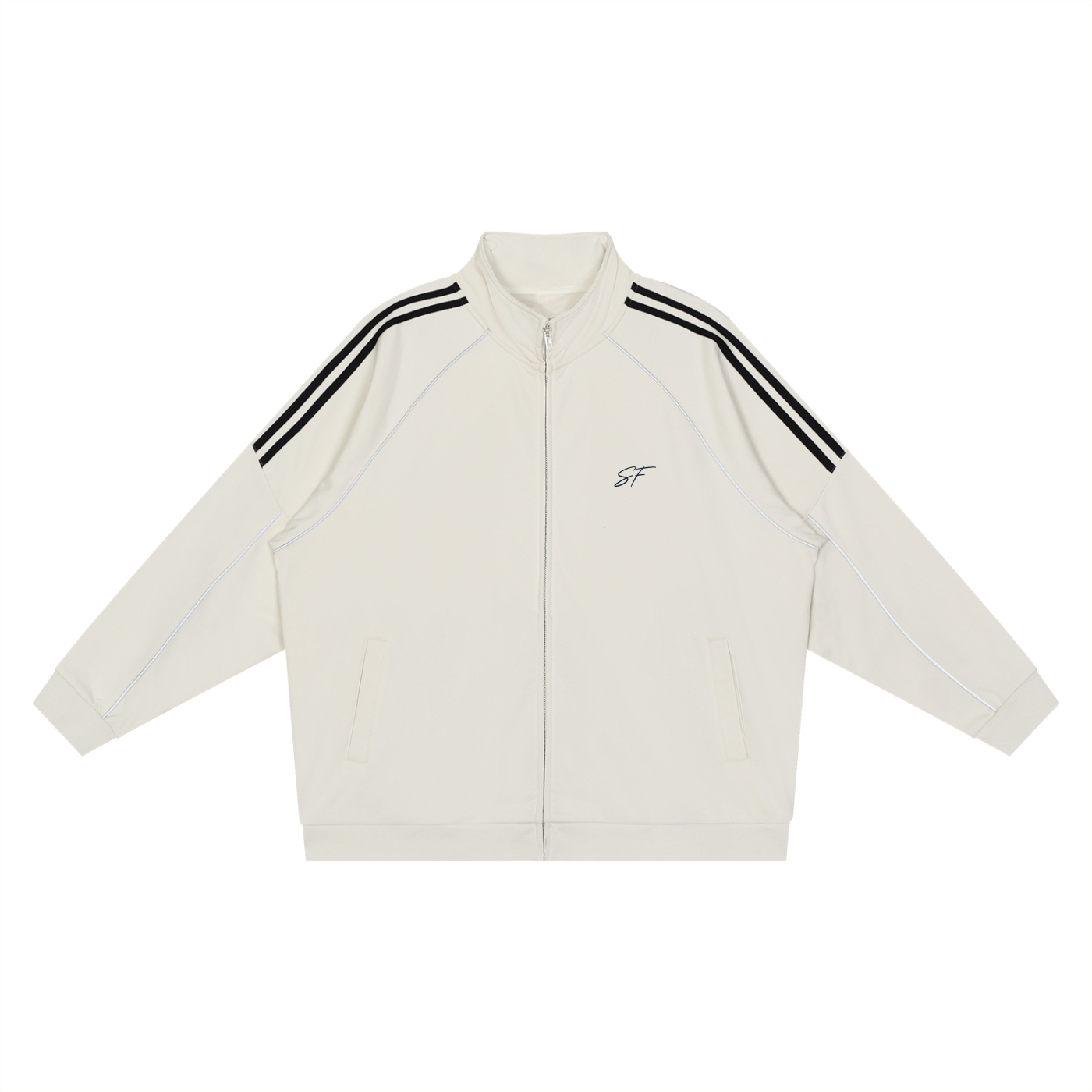Reflection Striped Raglan Sleeve  Jacket